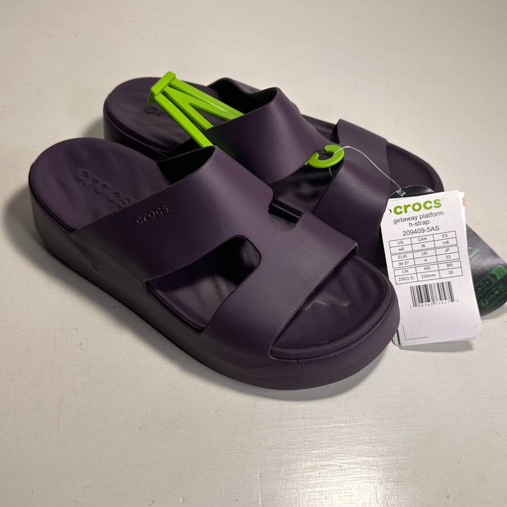 Crocs Getaway Platform H-Strap Purple Sandals Women Size 6 / New